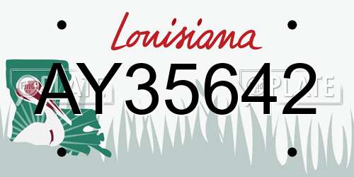 AY35642 Louisiana License Plate