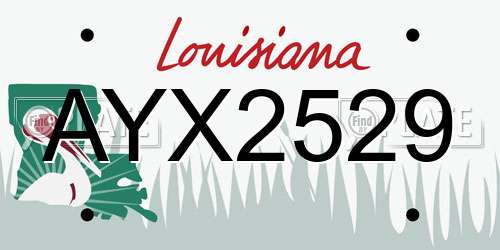 AYX2529 Louisiana License Plate
