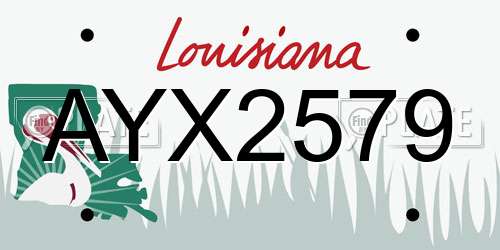 AYX2579 Louisiana License Plate