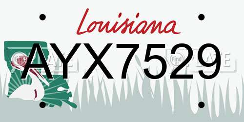 AYX7529 Louisiana License Plate