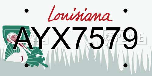 AYX7579 Louisiana License Plate