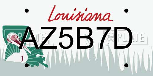 AZ5B7D Louisiana License Plate
