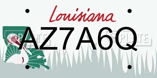 AZ7A6Q Louisiana License Plate