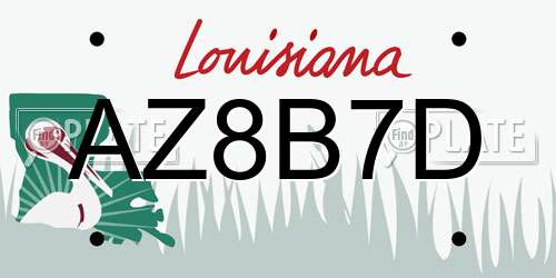AZ8B7D Louisiana License Plate