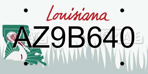 AZ9B640 Louisiana License Plate