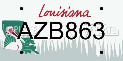AZB863 Louisiana License Plate