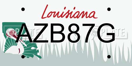 AZB87G Louisiana License Plate