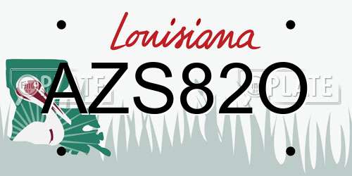 AZS82O Louisiana License Plate