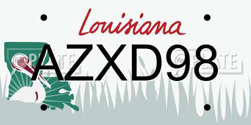 AZXD98 Louisiana License Plate