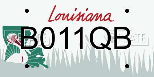 B011QB Louisiana License Plate