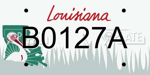 B0127A Louisiana License Plate