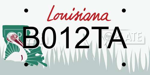 B012TA Louisiana License Plate