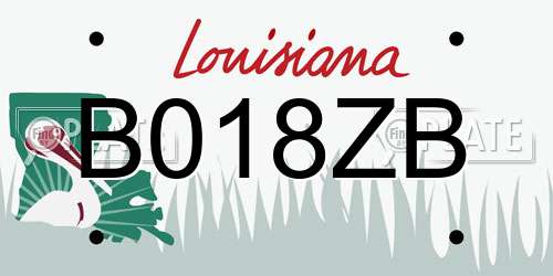B018ZB Louisiana License Plate