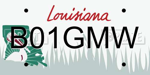 B01GMW Louisiana License Plate