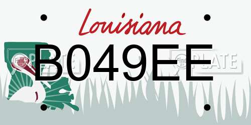 B049EE Louisiana License Plate