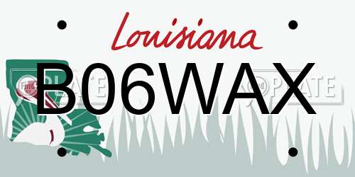 B06WAX Louisiana License Plate