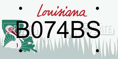 B074BS Louisiana License Plate