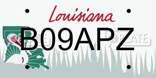 B09APZ Louisiana License Plate