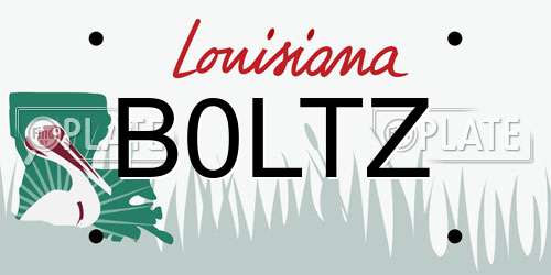 B0LTZ Louisiana License Plate