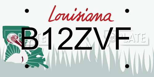 B12ZVF Louisiana License Plate