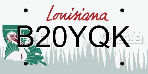 B20YQK Louisiana License Plate