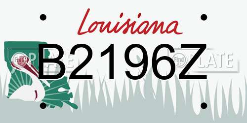 B2196Z Louisiana License Plate