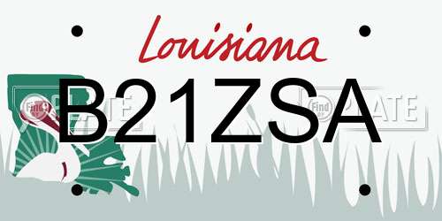 B21ZSA Louisiana License Plate