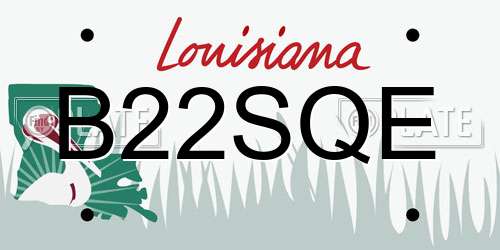 B22SQE Louisiana License Plate