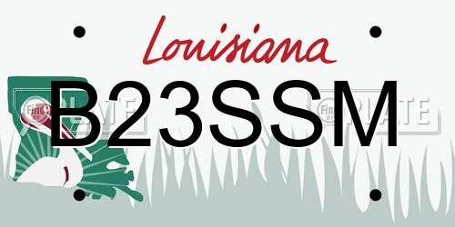 B23SSM Louisiana License Plate