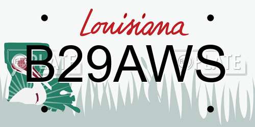 B29AWS Louisiana License Plate