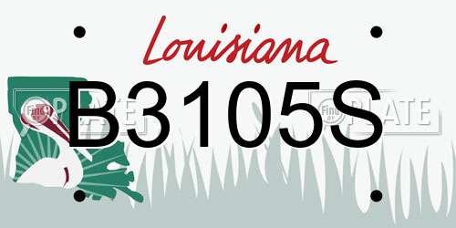B3105S Louisiana License Plate