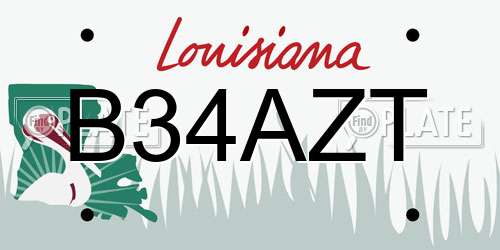 B34AZT Louisiana License Plate
