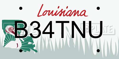 B34TNU Louisiana License Plate