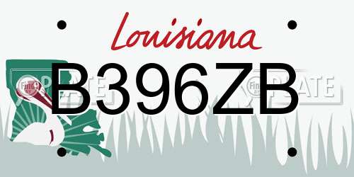 B396ZB Louisiana License Plate