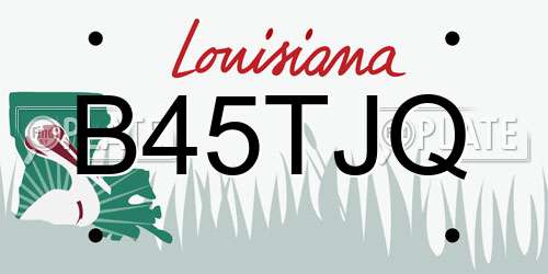 B45TJQ Louisiana License Plate
