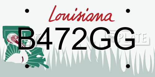 B472GG Louisiana License Plate