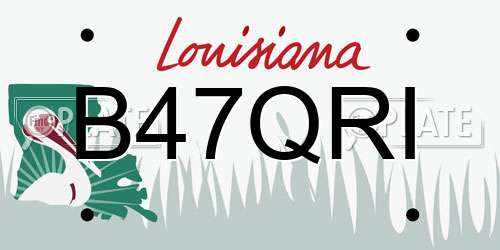 B47QRI Louisiana License Plate