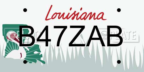 B47ZAB Louisiana License Plate