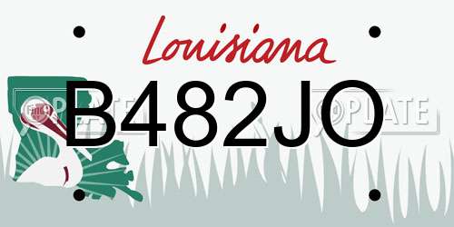 B482JO Louisiana License Plate
