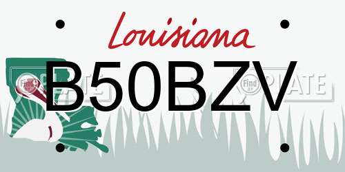 B50BZV Louisiana License Plate