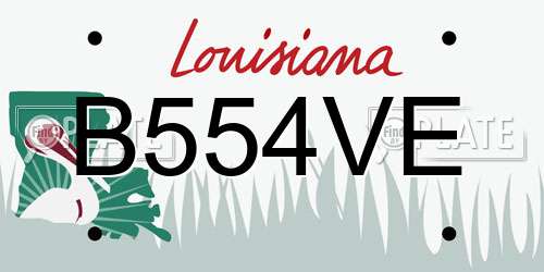 B554VE Louisiana License Plate
