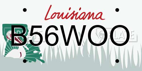 B56WOO Louisiana License Plate