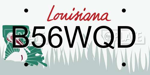B56WQD Louisiana License Plate