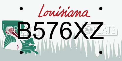 B576XZ Louisiana License Plate