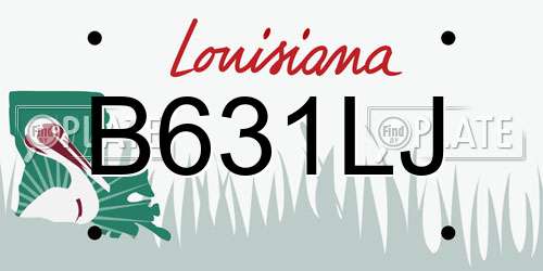 B631LJ Louisiana License Plate