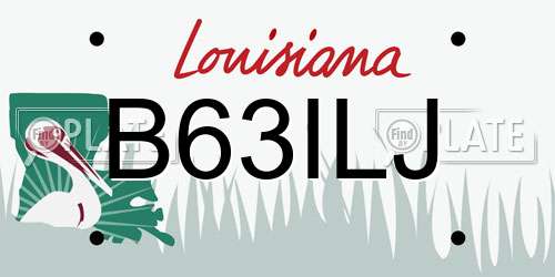 B63ILJ Louisiana License Plate