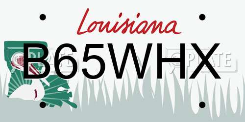 B65WHX Louisiana License Plate