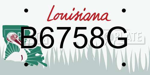 B6758G Louisiana License Plate