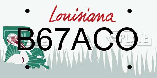 B67ACO Louisiana License Plate