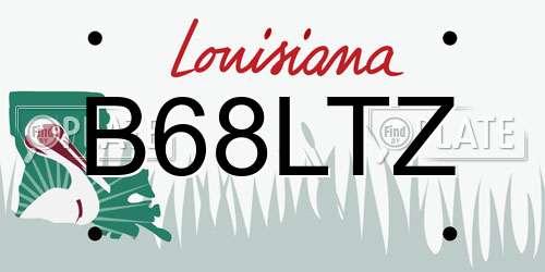 B68LTZ Louisiana License Plate